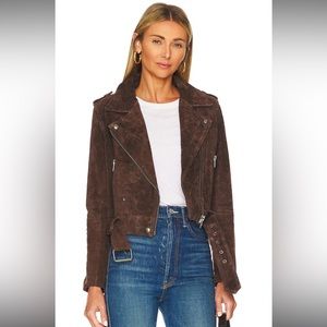 BlankNYC Faux Suede Moto Jacket in Chocolate Soufflé